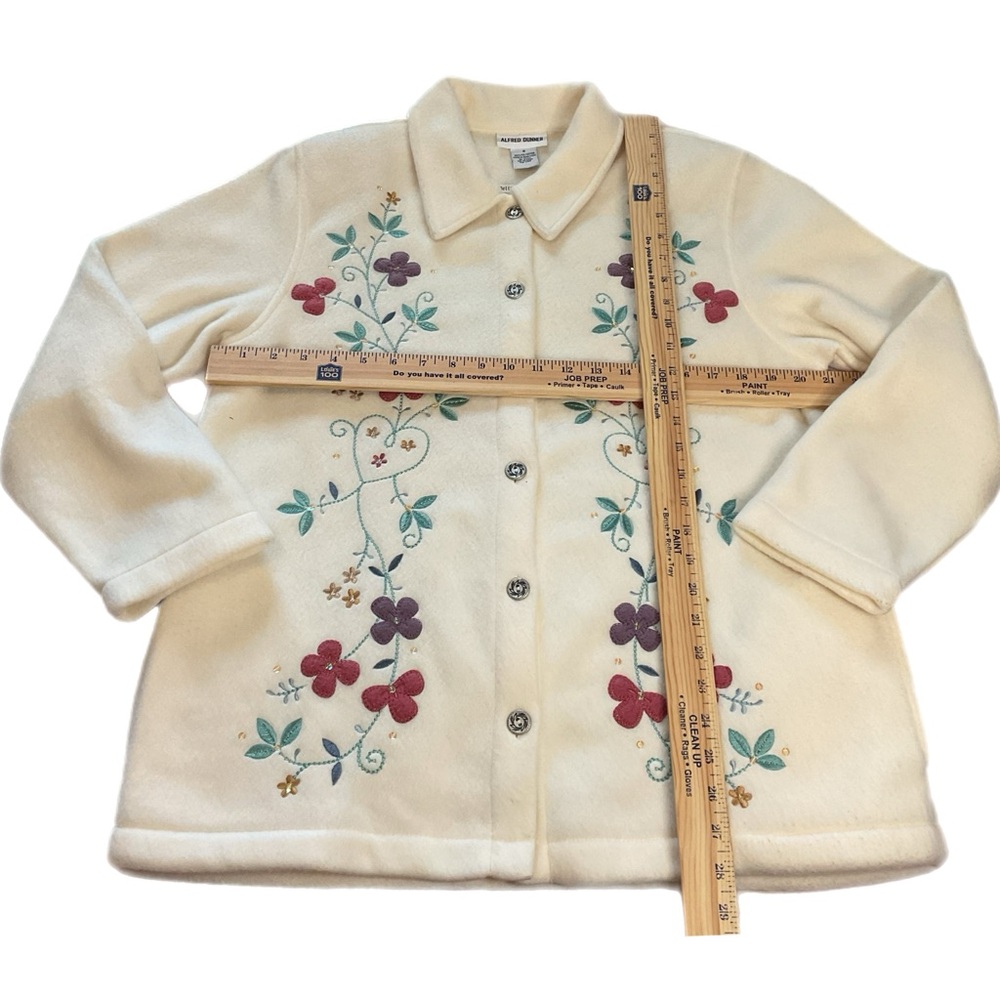 Alfred Dunner S Shacket White Ivory Embroidery Oversized Pockets CottageCore - Picture 3 of 10